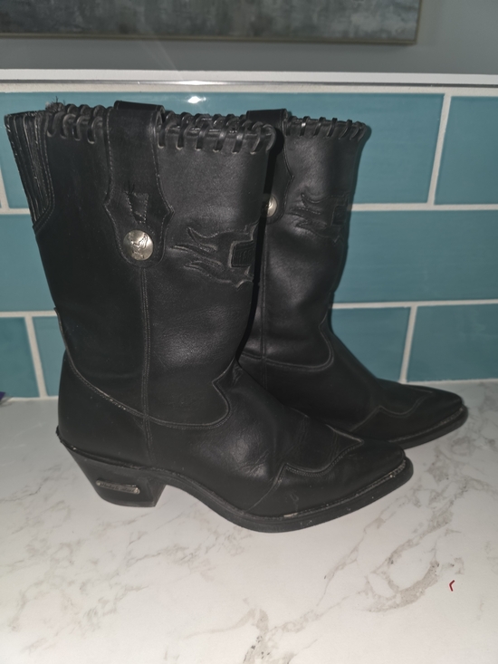 Harley-Davidson Shoes - Harley-Davidson Black Leather Women's Western Boots with Concho Accent
